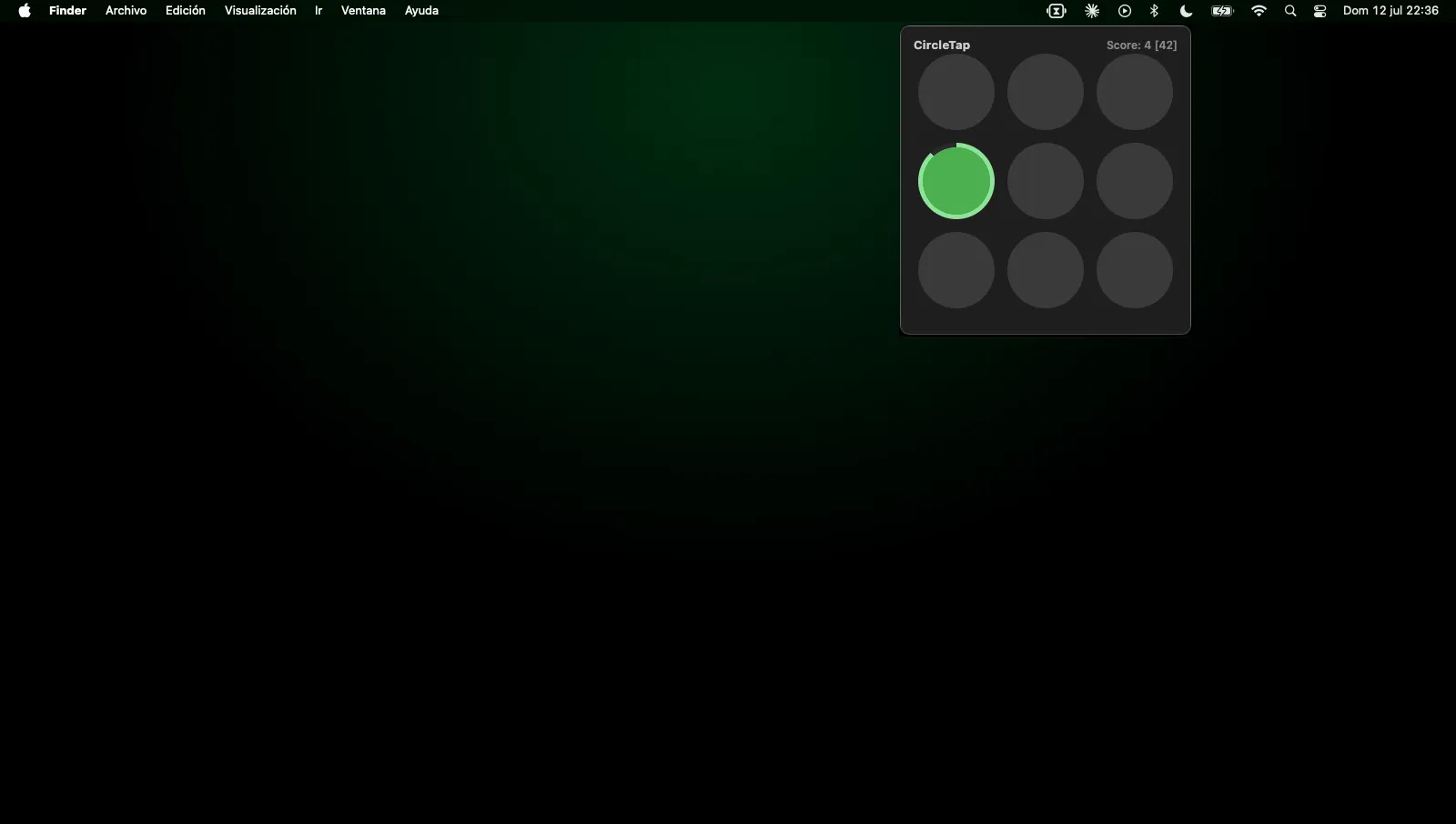 Meanwaile's CircleTap minigame popped up next to the macOS menu bar